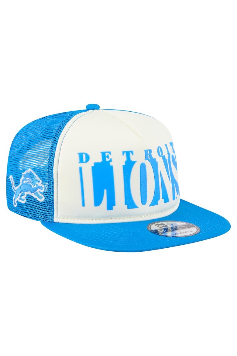 Men's New Era Cream/Blue Detroit Lions  Cutout A-Frame 9FIFTY Snapback Hat, Main, color, Cream