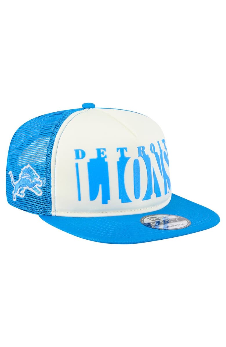 New Era Men's New Era Cream/Blue Detroit Lions  Cutout A-Frame 9FIFTY Snapback Hat, Main, color, Cream