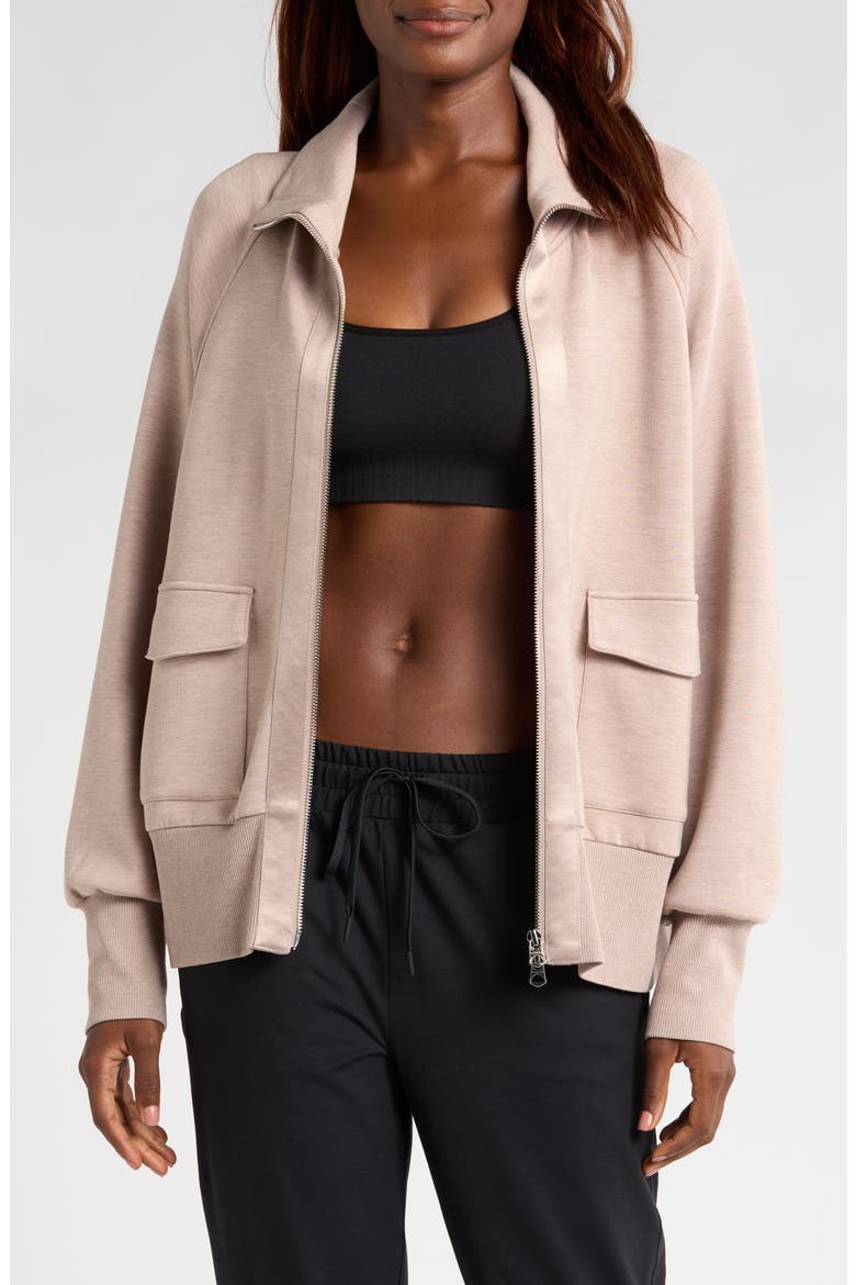 Roxbury Zip-Up Sweatshirt, Main, color, TAUPE MARL