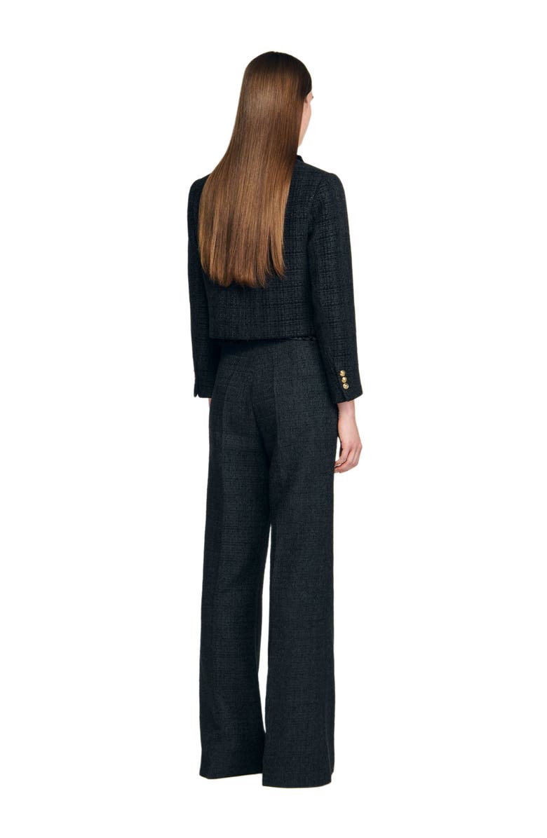 SANDRO Tweed suit trousers, Alternate, color, Black