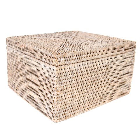 Artifacts Rattan Storage Box with Lid - Flat File Organizer
