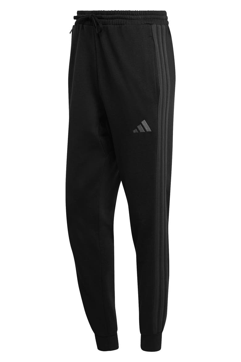 Essential 3-Stripes Fleece Joggers, Alternate, color, BLACK/ CARBON