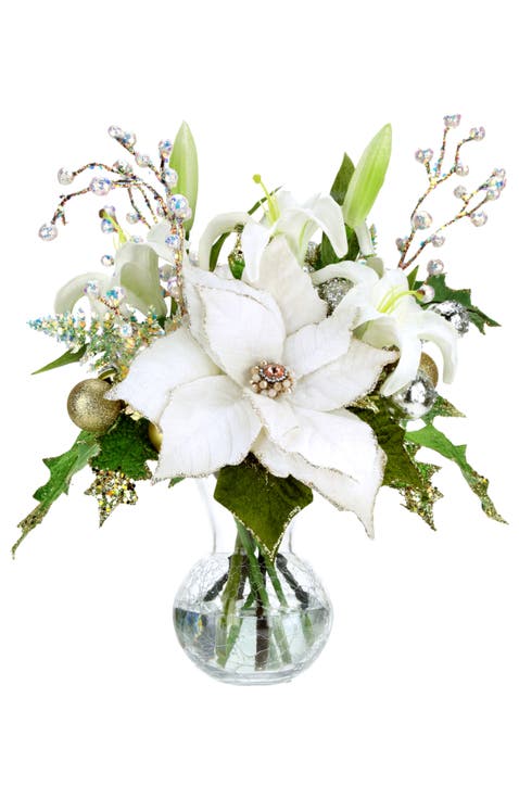 Vase of Poinsettia and Floral, Ivory