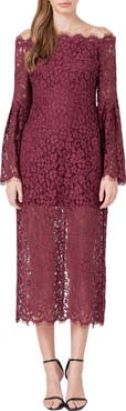 Endless Rose Off the Shoulder Long Sleeve Lace Maxi Dress