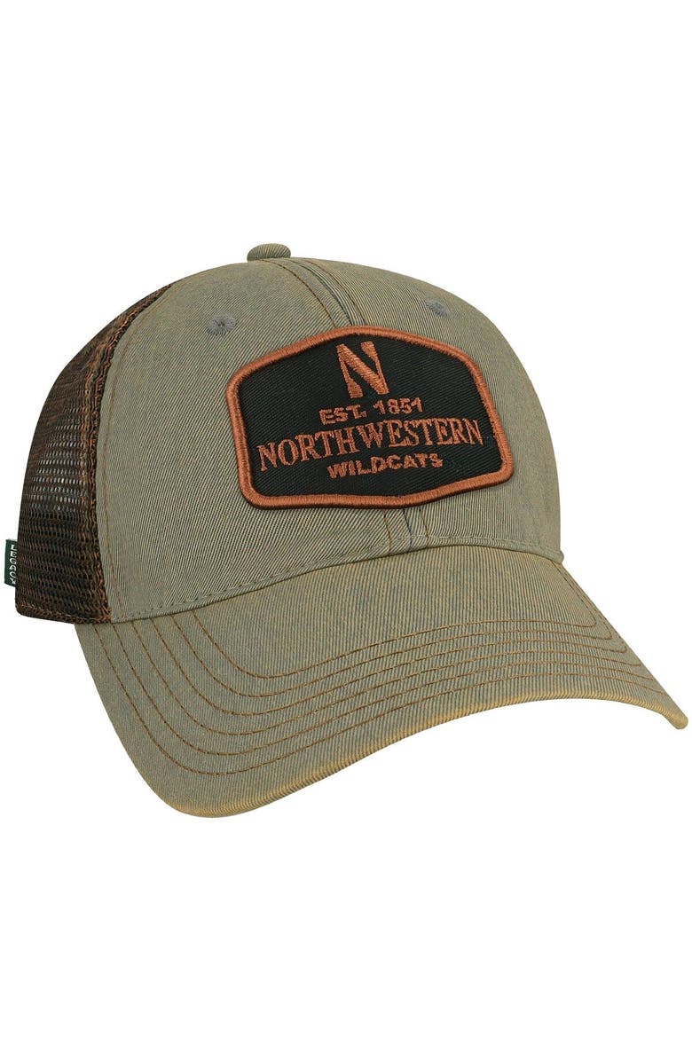 LEGACY ATHLETIC Men's Gray Northwestern Wildcats Practice Old Favorite Trucker Snapback Hat, Alternate, color, Gray