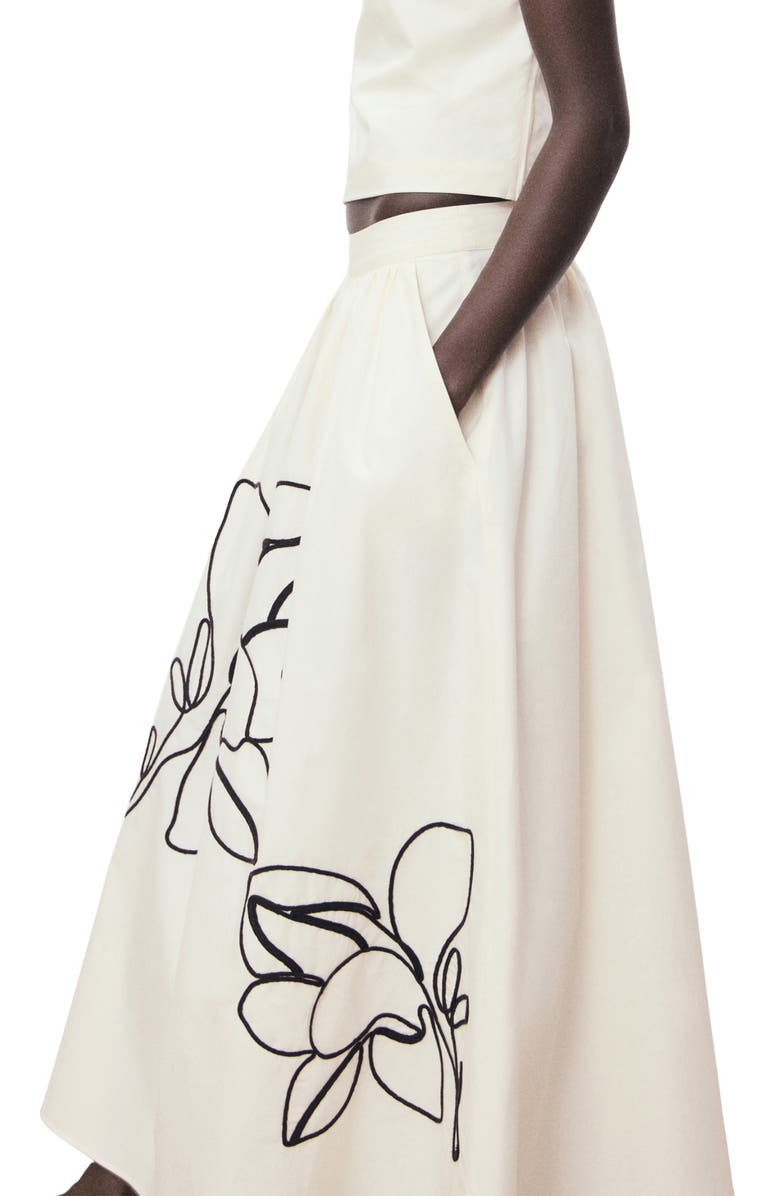 MANGO Floral Embroidery Cotton Skirt, Alternate, color,