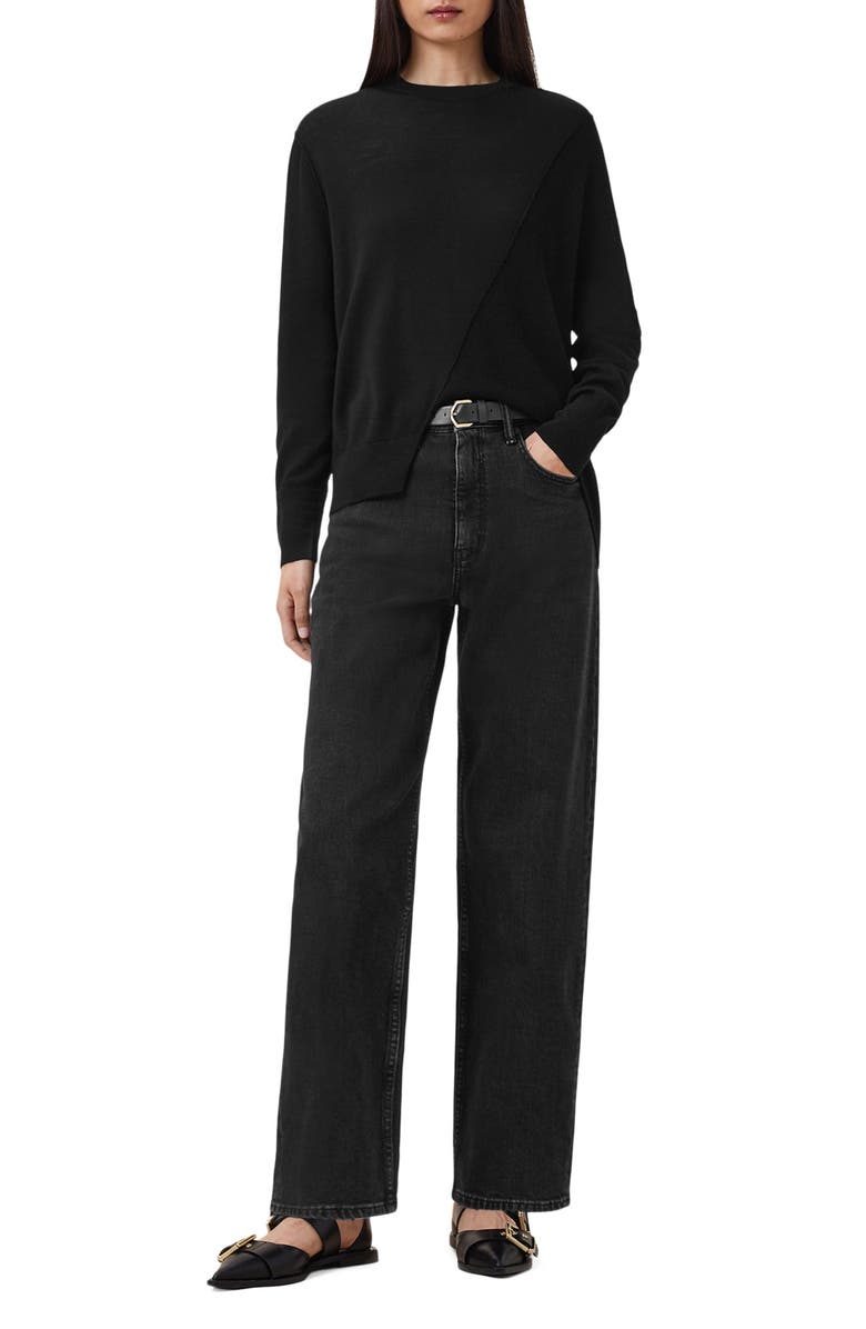 AllSaints Isla Asymmetric Sweater, Alternate, color, Black
