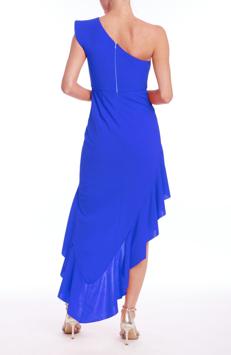 Jewel Badgley Mischka Ruffle One-Shoulder Asymmetric Hem Cocktail Dress, Alternate, color, Cobalt