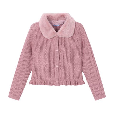 Faux Fur Collar Cardigan