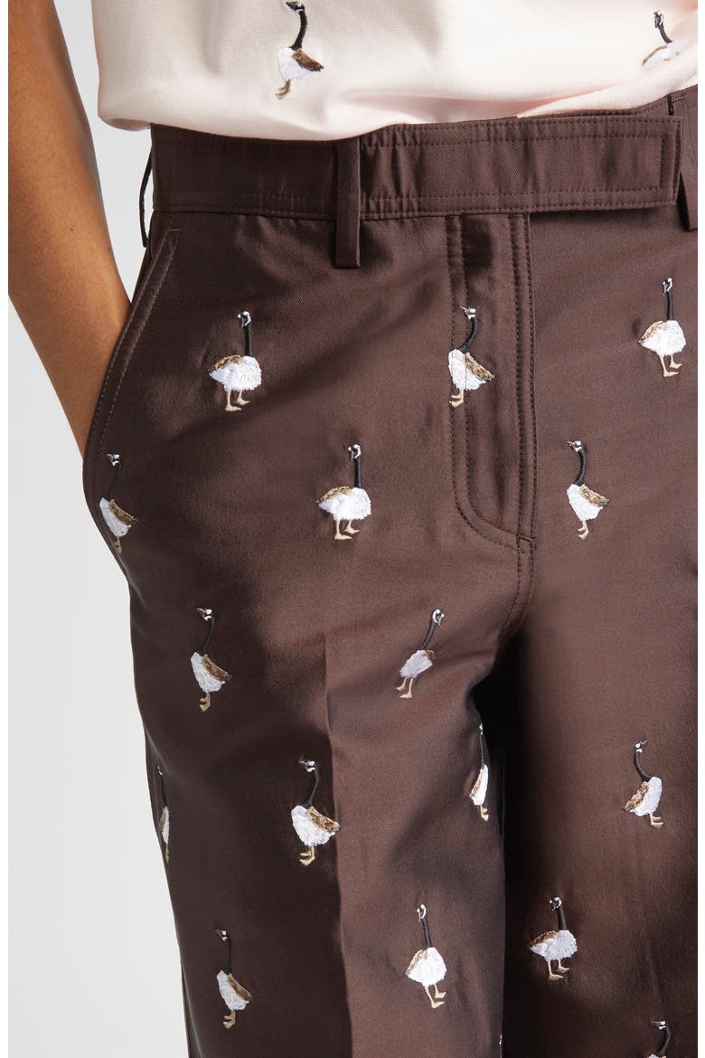 Geese Embroidered Twill Wide Leg Shorts, Alternate, color, BROWN