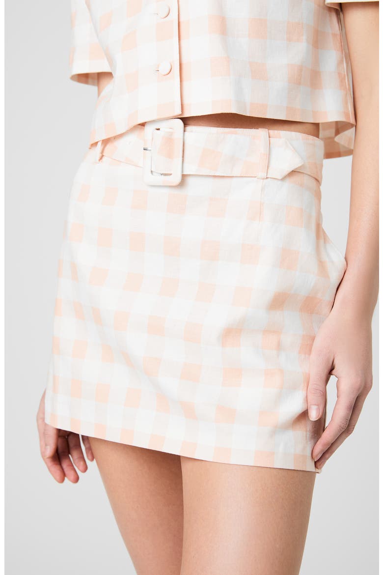 Belted Linen Blend Minidress, Alternate, color, SEASHELL GINGHAM