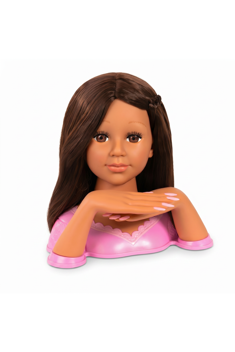 Charlene Magic Nails, Brunette, Doll Styling Head, 10.5 Inch Tall Bust,Kids 3+, Main, color, Multicolored