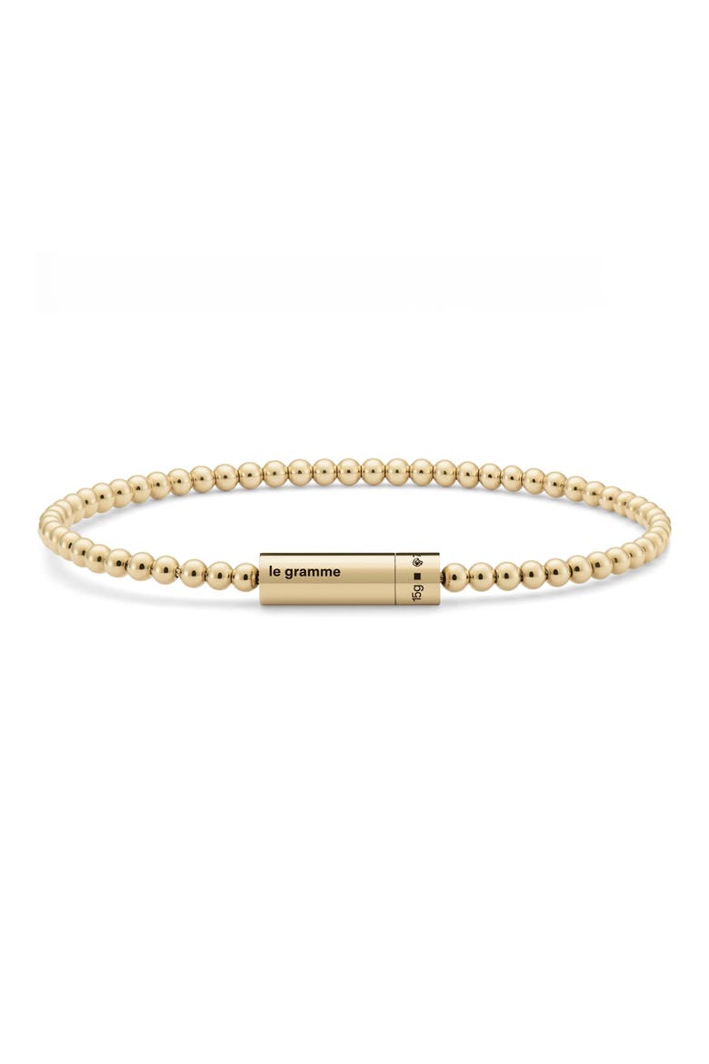 Men's 15G Polished 18K Gold Beaded Bracelet, Main, color, YELLOW GOLD