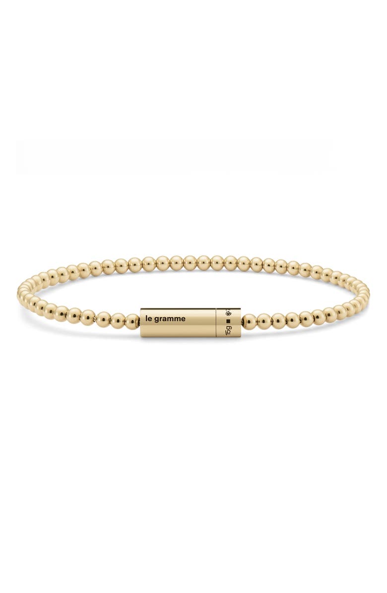 le gramme Men's 15G Polished 18K Gold Beaded Bracelet, Main, color, 