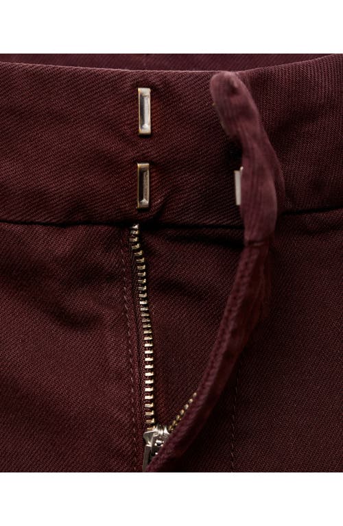 Mango High Waist Wide Leg Twill Pants In Burgundy