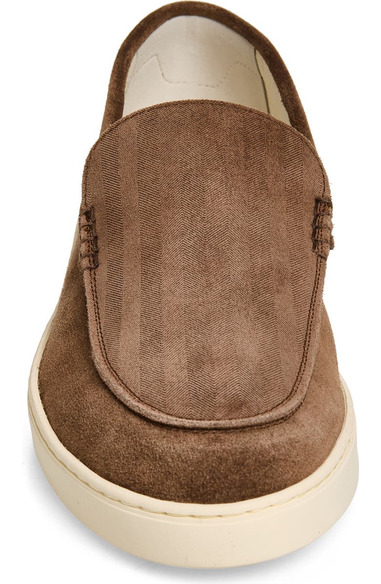 Brunello Cucinelli Chevron Embossed Suede Loafer, Alternate, color, Dark Brown