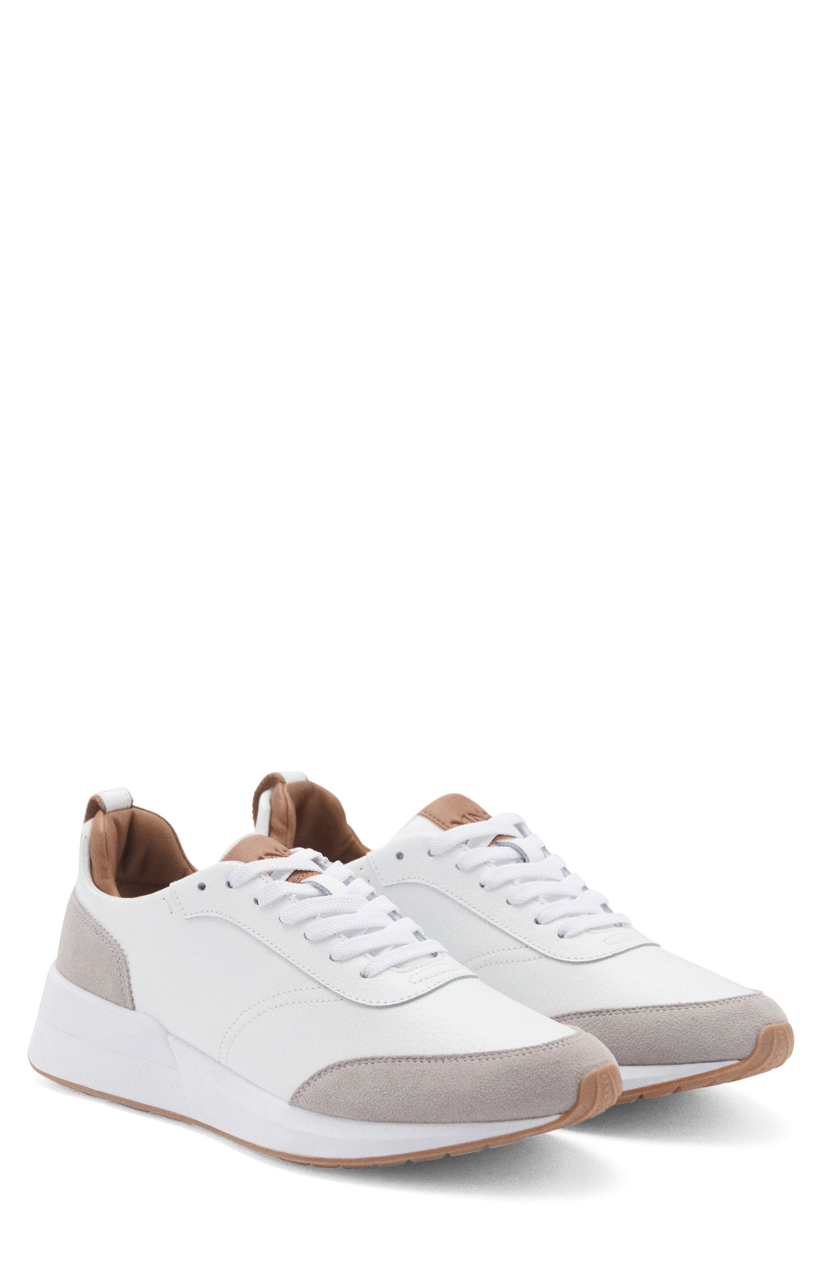 MANGO Leather Mixed Sneaker, Main, color, 