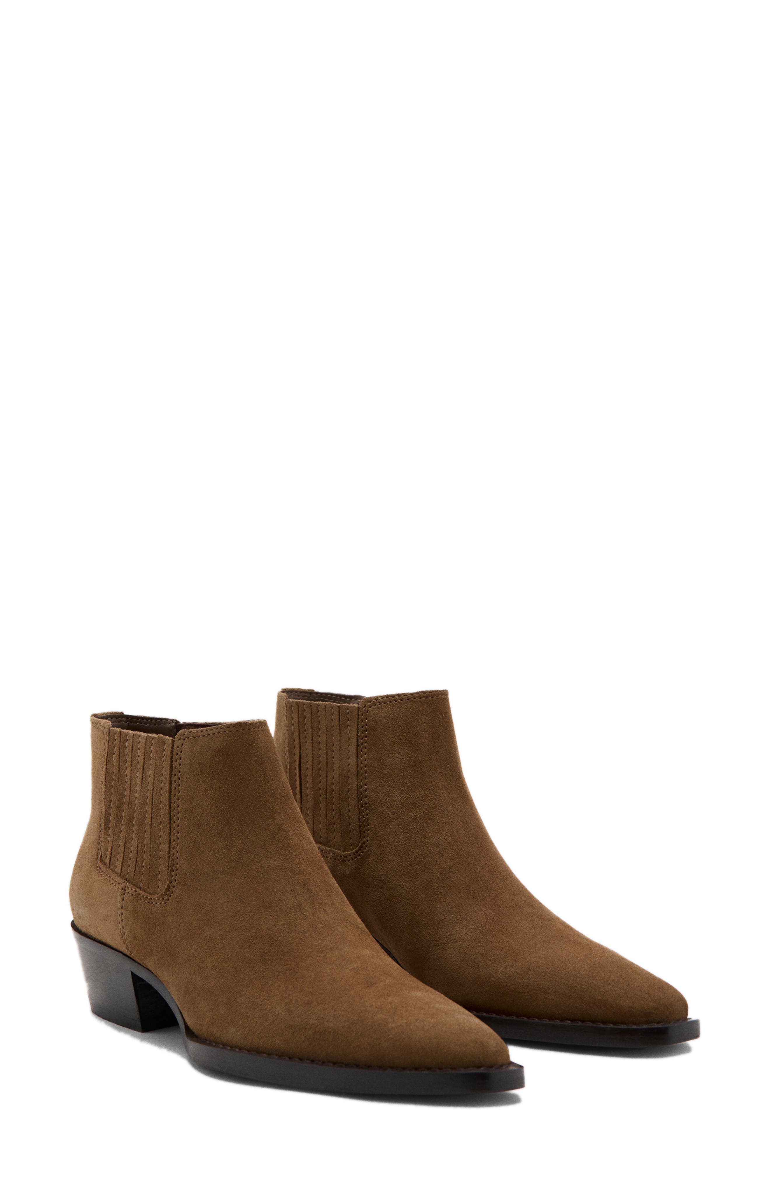 MANGO Block Heel Chelsea Boot, Main, color, Tobacco Brown