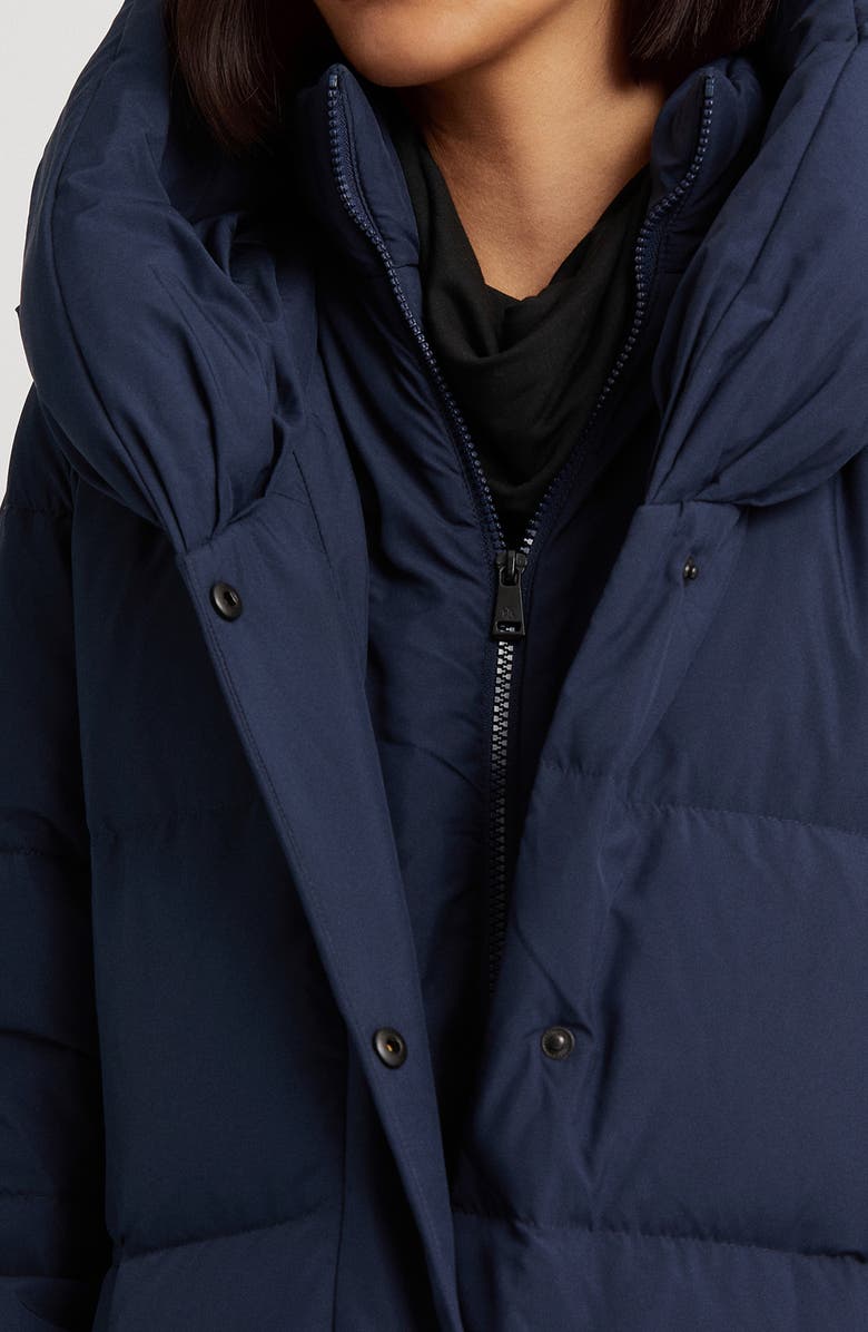 Lauren Ralph Lauren Pillow Hood Longline Down & Feather Jacket, Alternate, color, Navy