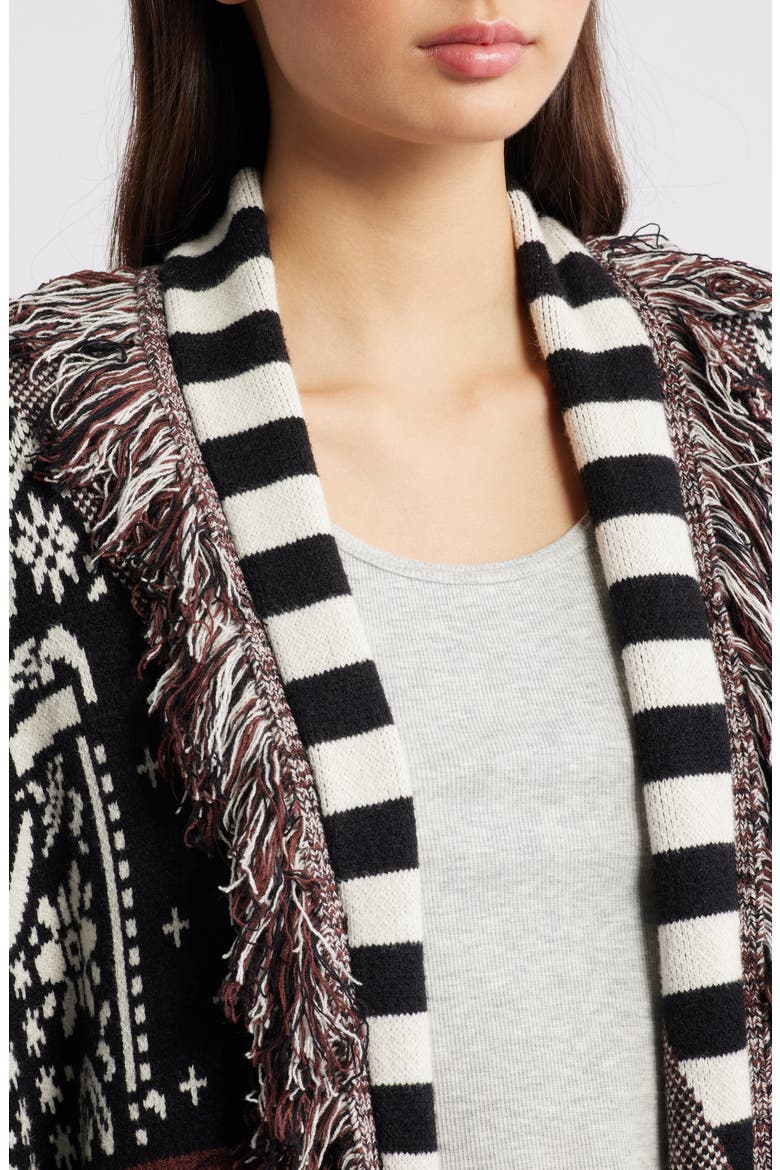 Howdy Cowboy Jacquard Longline Cardigan, Alternate, color, BLACK