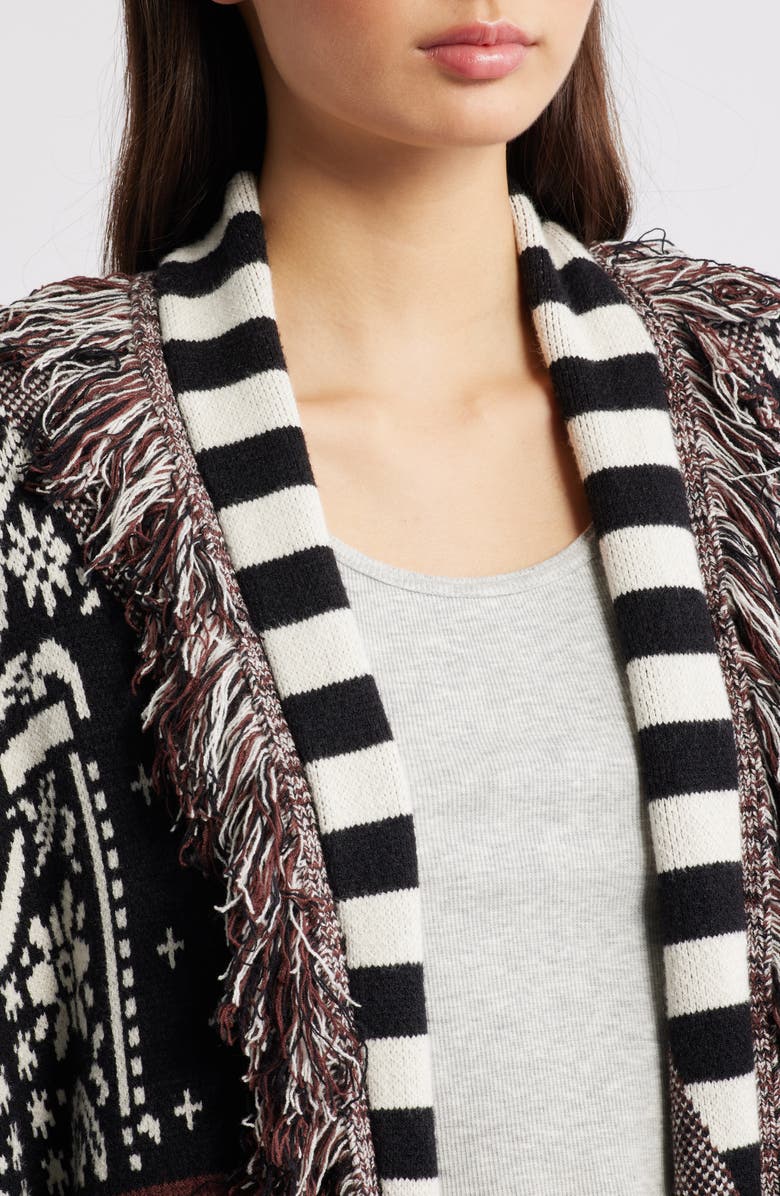 Dressed in Lala Howdy Cowboy Jacquard Longline Cardigan, Alternate, color, Black