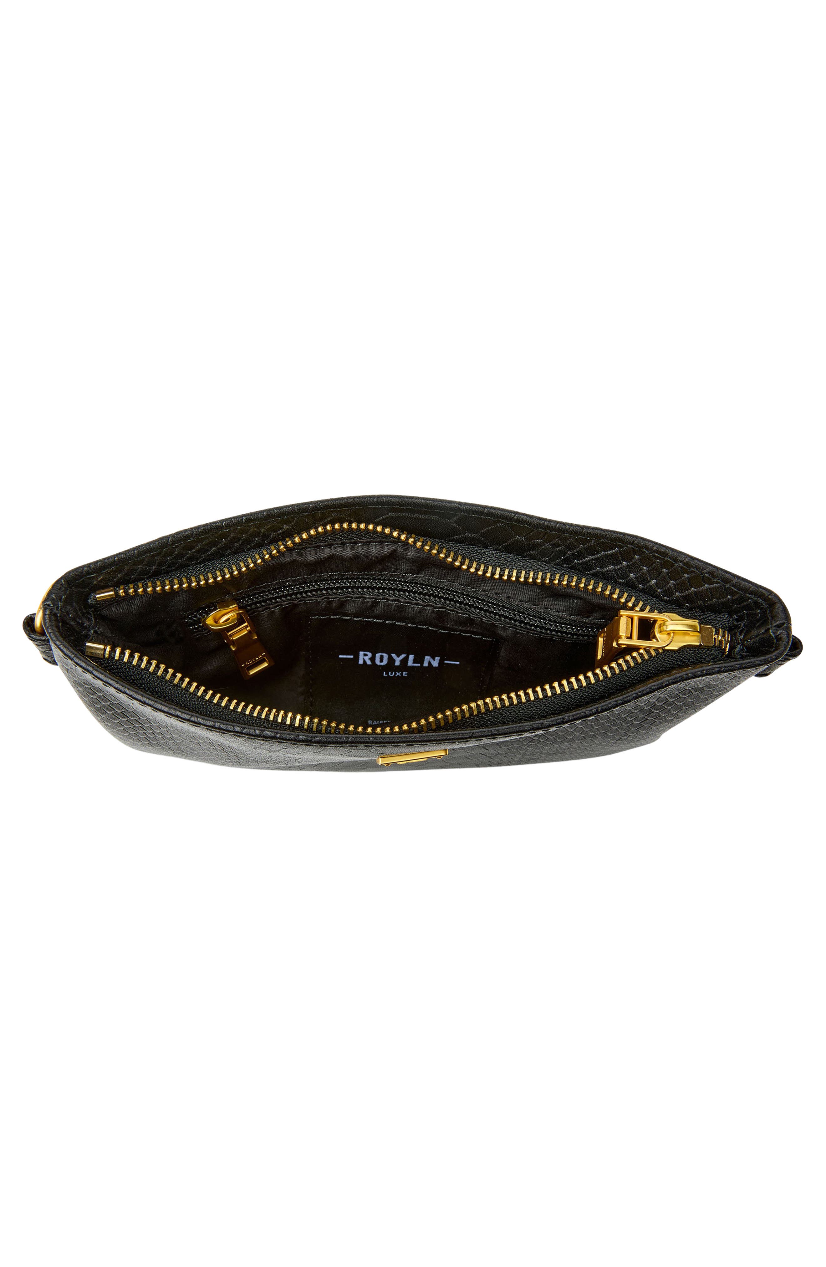 THINK ROYLN Fame Croc Embossed Leather Crossbody Bag, Alternate, color, Black Python Leather