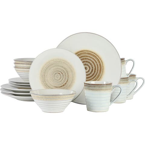 Spiral Embossed 16 Piece Stoneware Dinnerware Set
