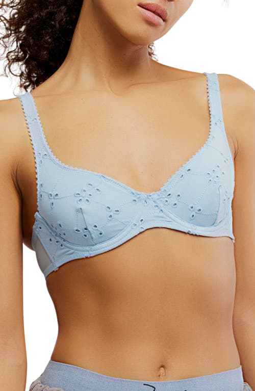 Free People Intimately Fp Home Grown Stretch Cotton Eyelet Underwire Bra In Clear Sky