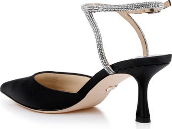 Cassandra Logo Kitten Heel Ankle Strap Sandal