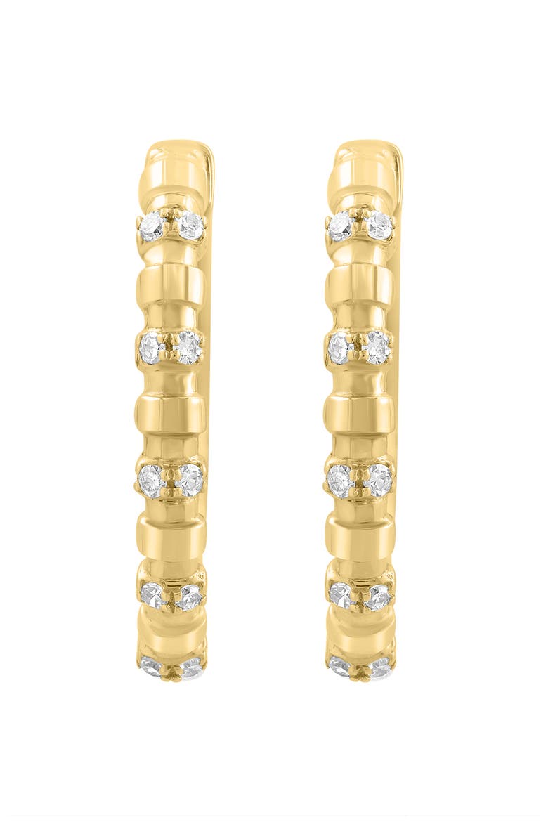 Diamond Accent Hoop Earrings in 14K Yellow Gold, Main, color, 14K Yellow Gold