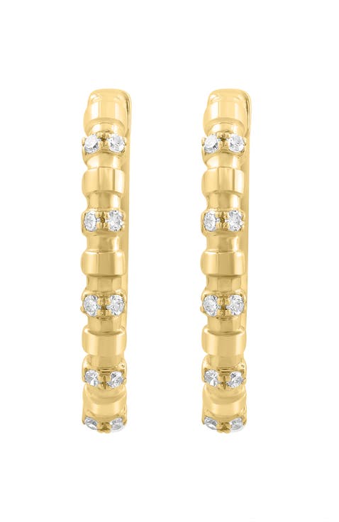 Diamond Accent Hoop Earrings in 14K Yellow Gold