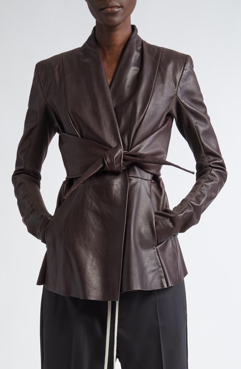 Rick Owens Strutter Leather Jacket, Main, color, Mahogany