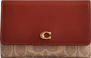 COACH Essential Leather & Signature Coated Canvas Trifold Wallet