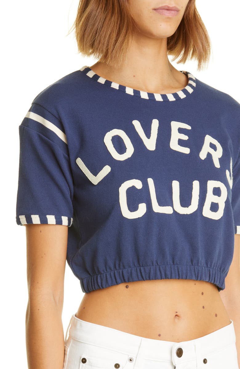Saint Laurent Women's Lovers Club Crop Organic Cotton Graphic Tee, Alternate, color,