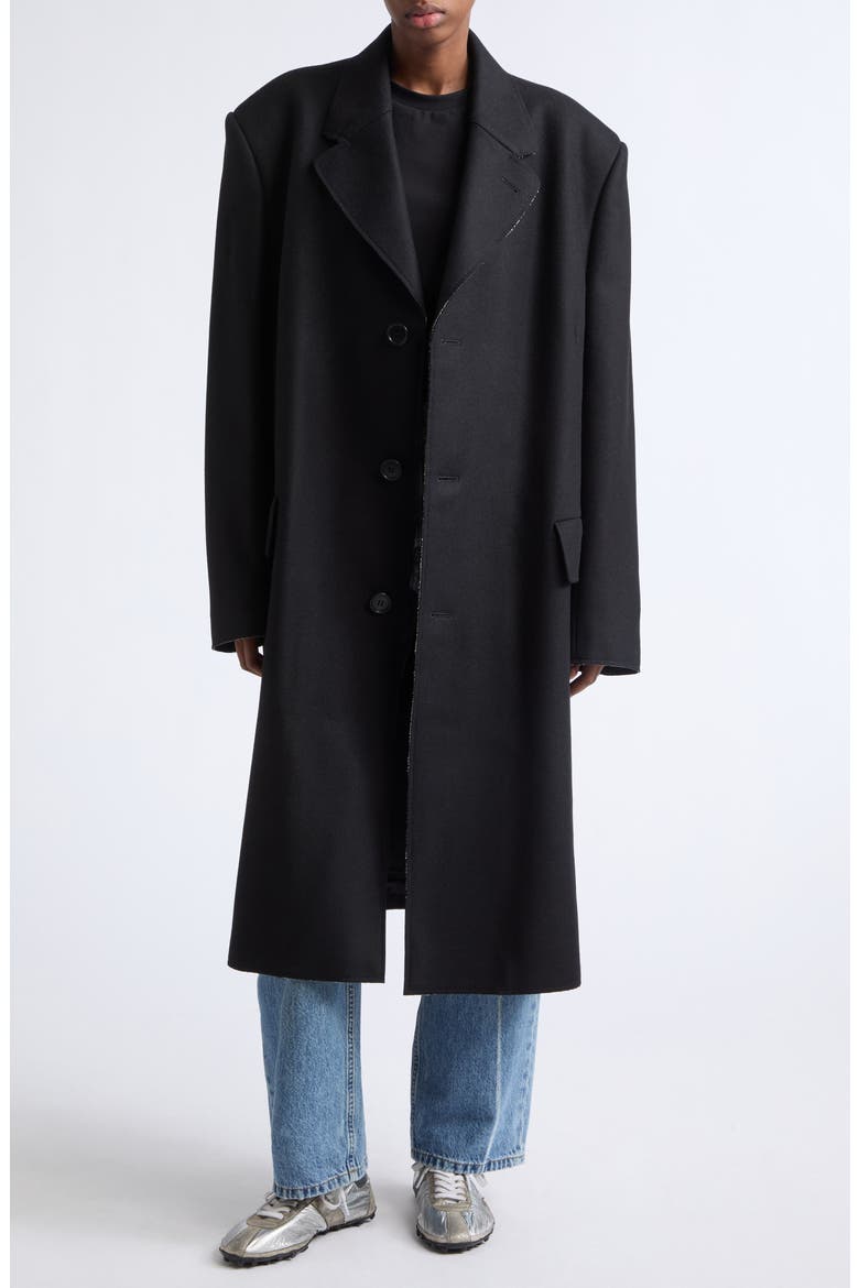 Raw Edge Wool Felt Coat, Main, color, BLACK