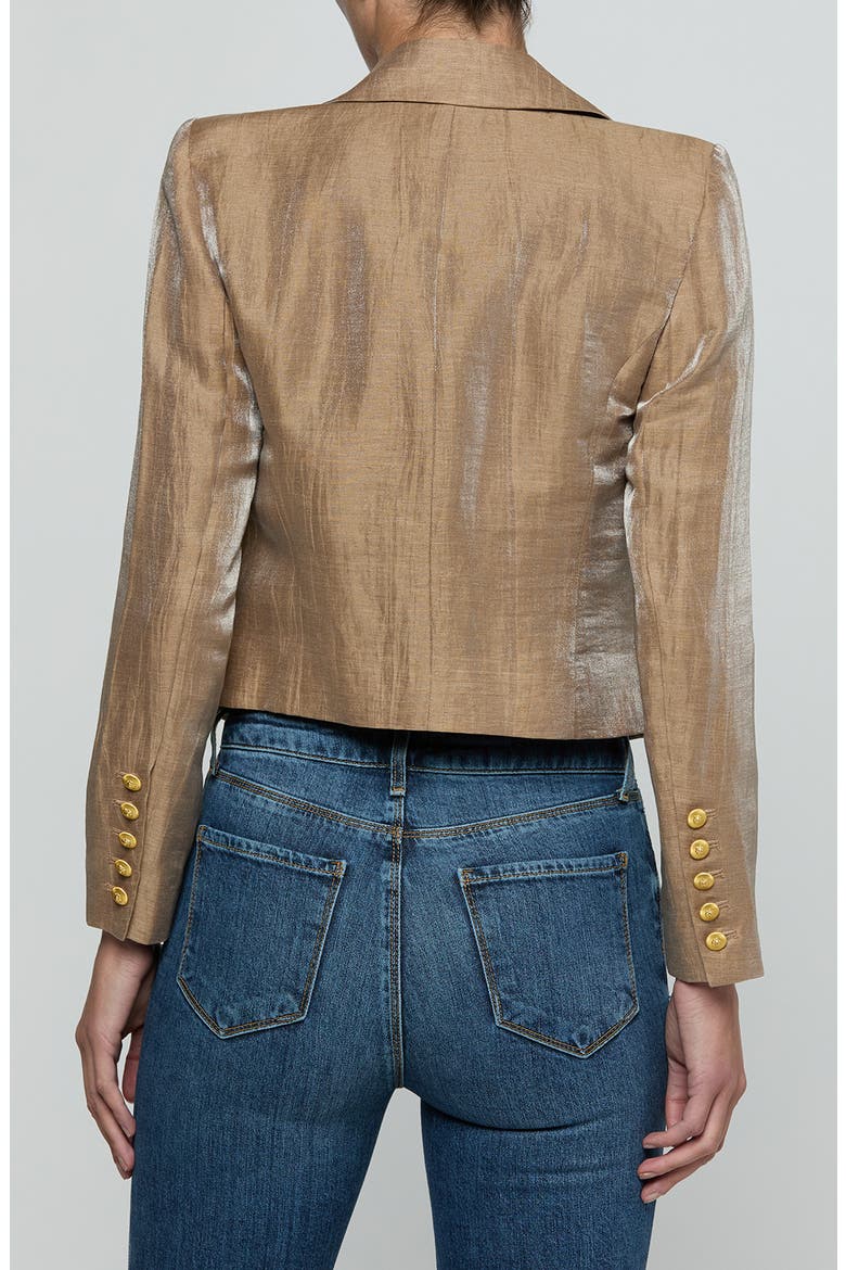 Inez Cropped Blazer, Alternate, color, LATTE/ GOLD