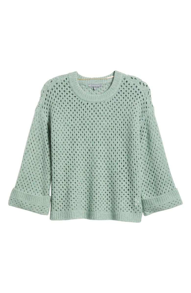 Wit & Wisdom Open Stitch Cuffed Sweater, Alternate, color, Heather Spruce