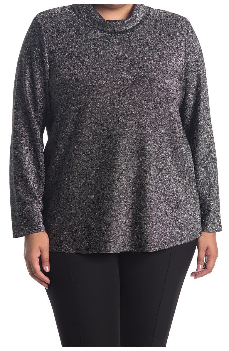 GRACE ELEMENTS Long Sleeve Lurex Knit Turtle Neck, Main, color, 