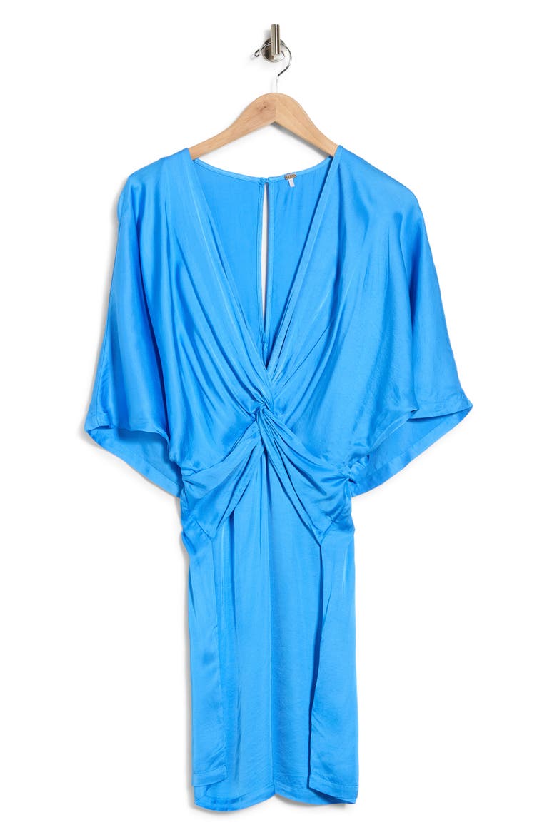 Arden Drape Satin Dress, Alternate, color, SKYLINE