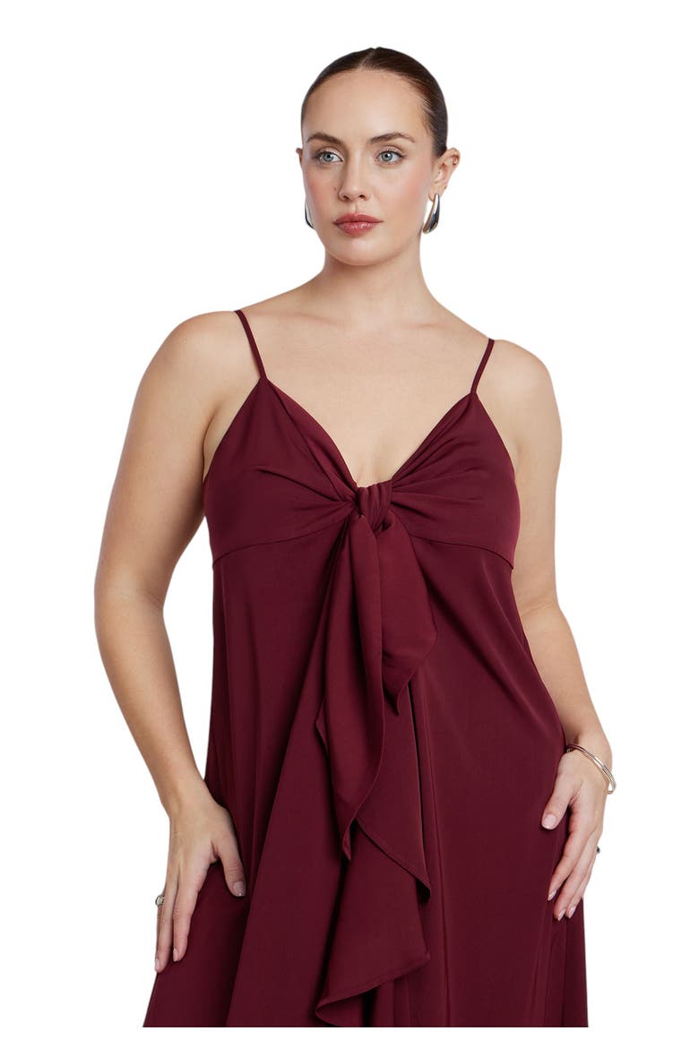 Tie Front Ruffle Duster, Alternate, color, WINE