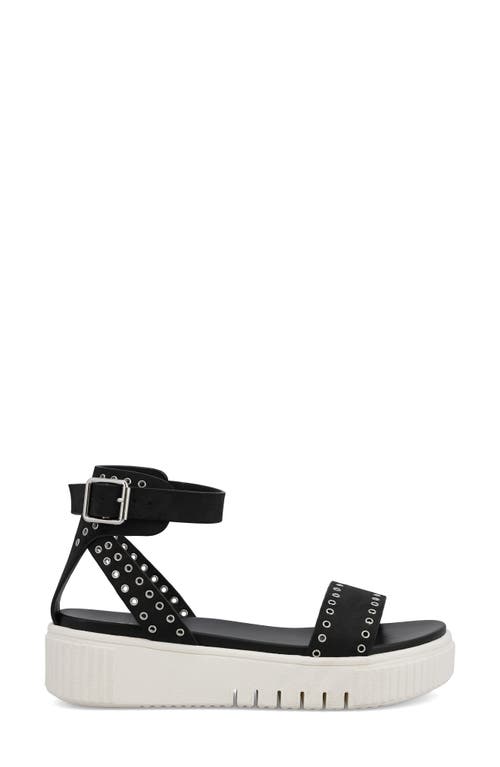 Mia Evelin Ankle Strap Platform Sandal In Black/silver