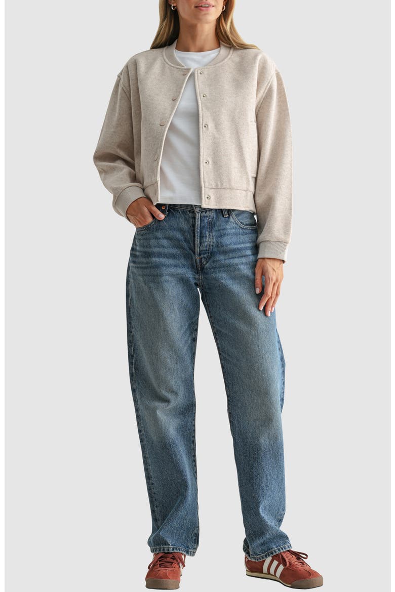 Snap-Front Bomber Jacket, Alternate, color, OATMEAL
