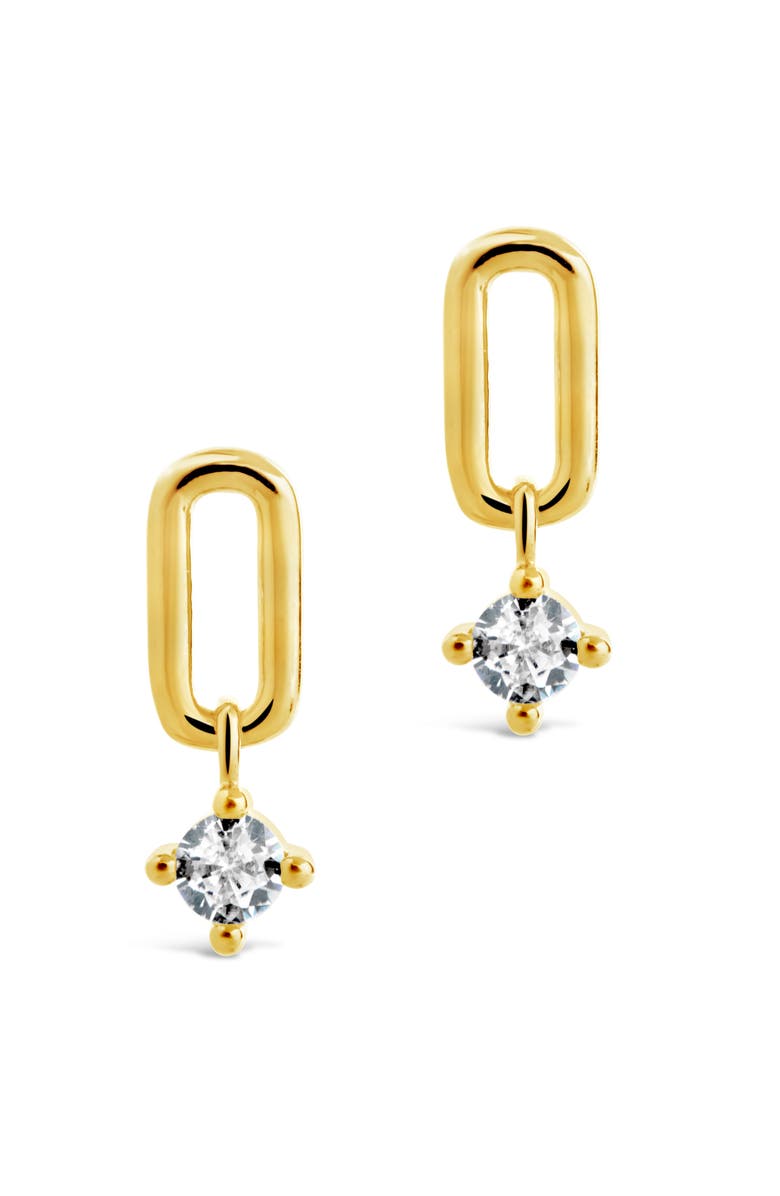Sterling Forever Mandy CZ Drop Earrings, Alternate, color, Gold