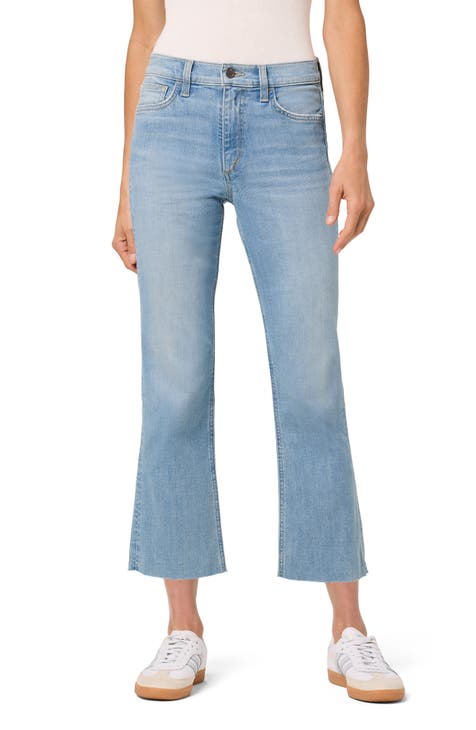 High Waist Raw Hem Crop Bootcut Jeans (Zahara)