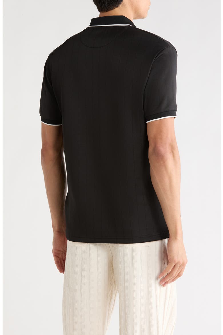 Vertical Stripe Textured Polo, Alternate, color, BLACK AND WHITE