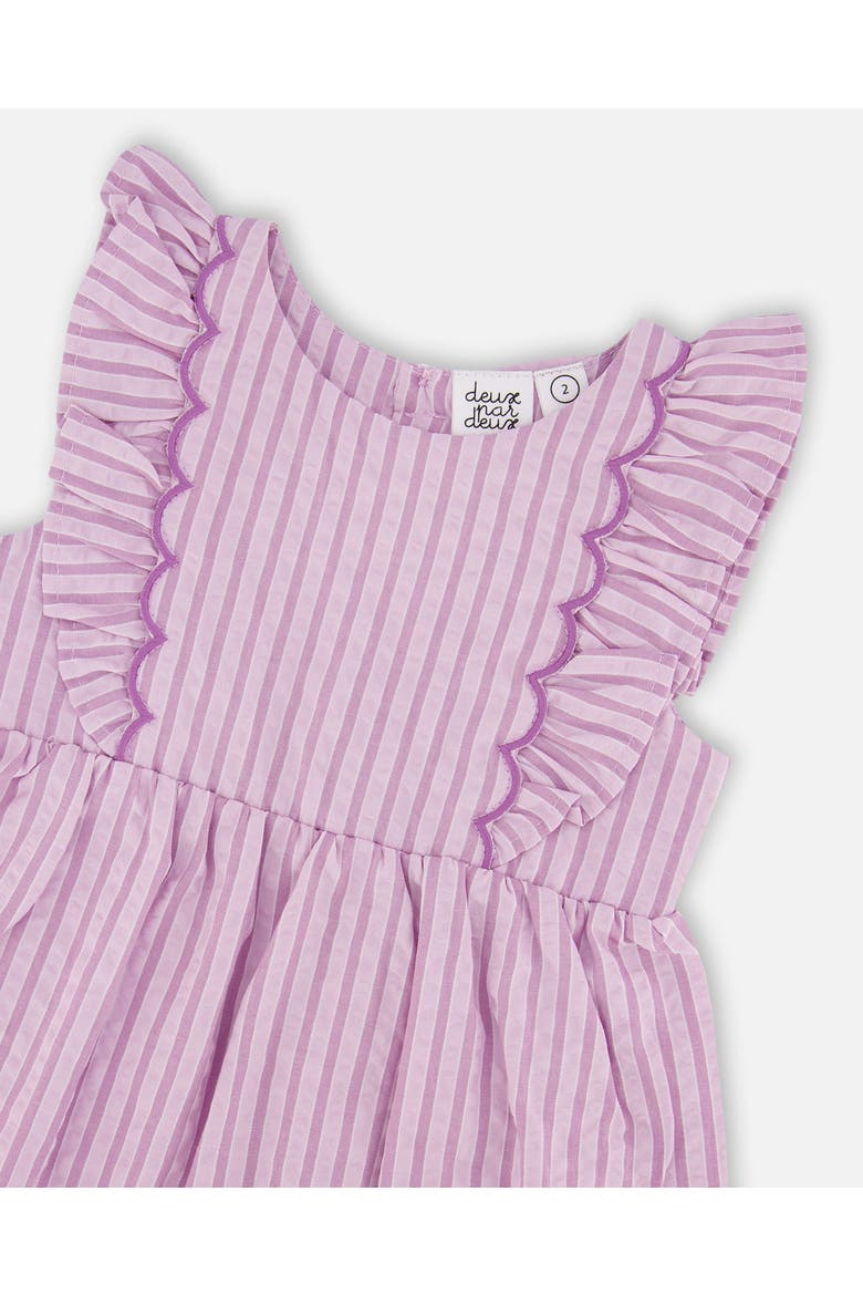 Sleeveless Flutter Ruffles Striped Dress, Alternate, color, Lavender Stripes