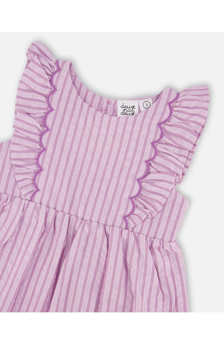 Deux par Deux Sleeveless Flutter Ruffles Striped Dress, Alternate, color, Lavender Stripes