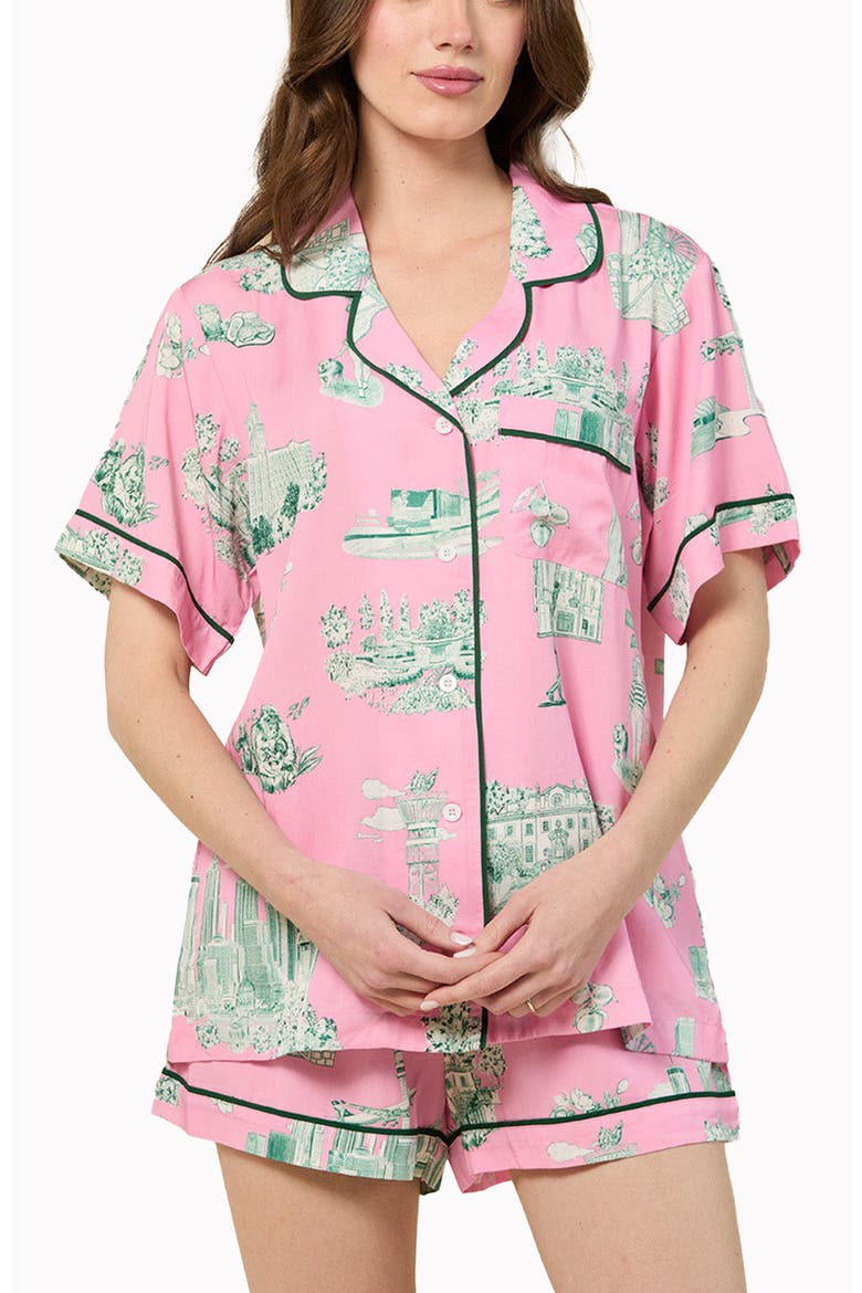 Atlanta Toile  Shorts Set, Main, color, Pink
