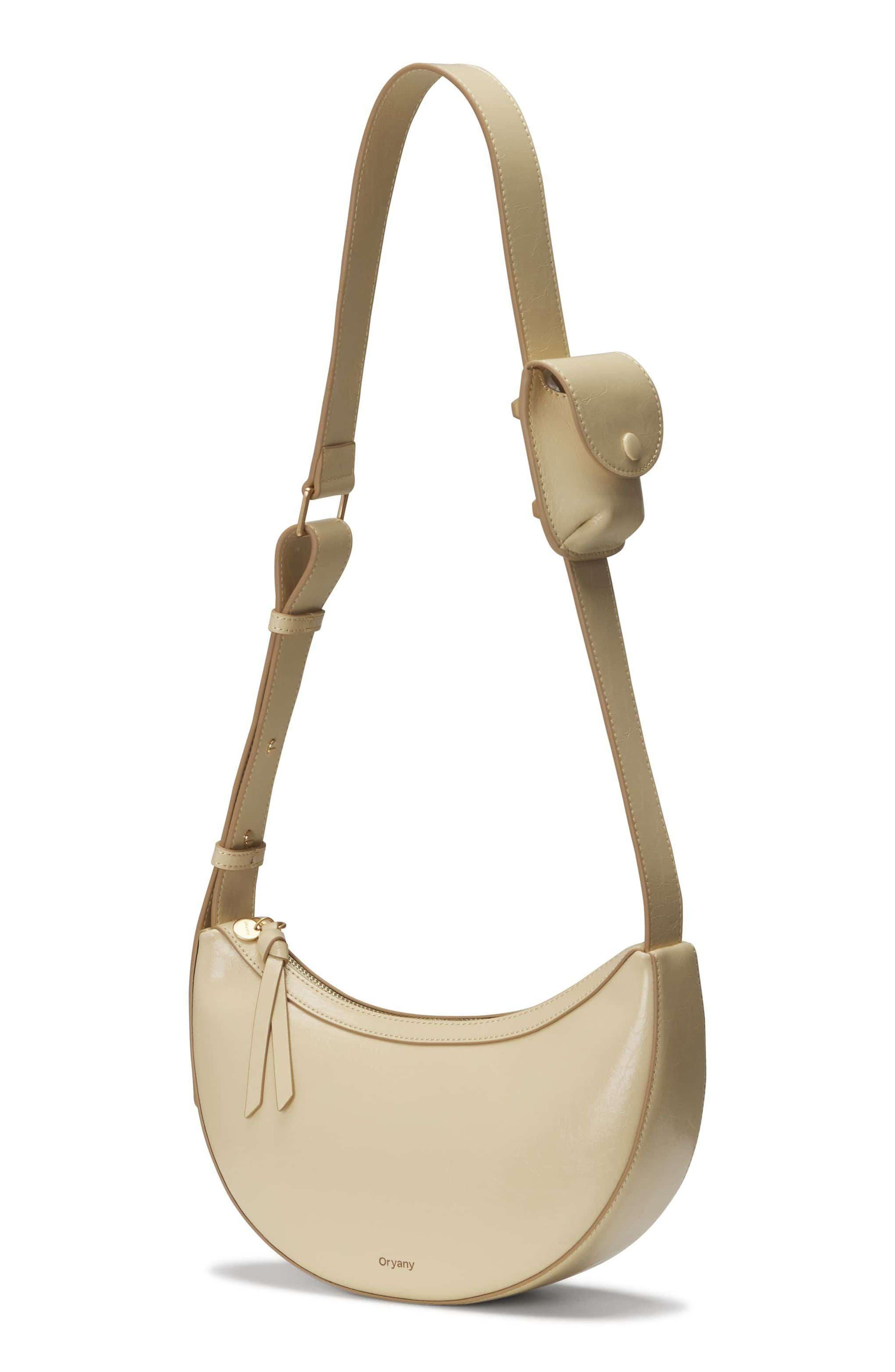 Rookie Crescent Crackled Leather Crossbody Bag, Alternate, color, BUTTER CREAM