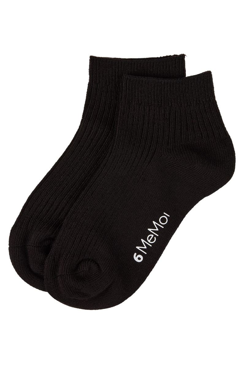 MeMoi Thin Ribbed Kids Anklet Sock, Alternate, color, Black
